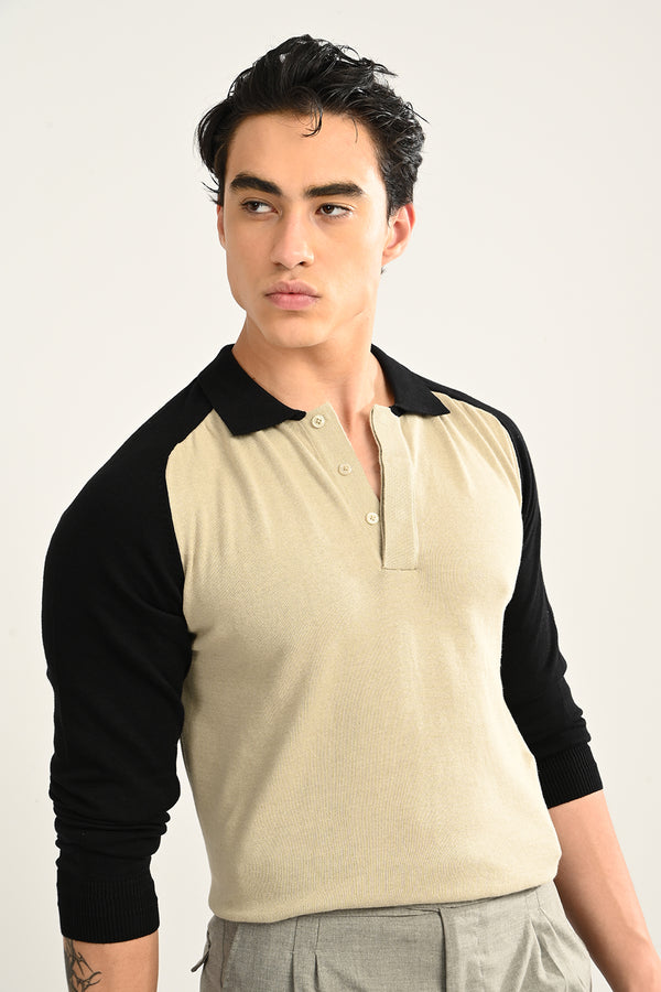 Polo BLACK & CREAM  Full Sleeve T-Shirt