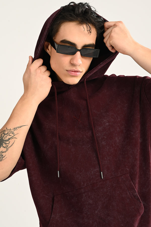 Maroon Drop shoulder hoodie
