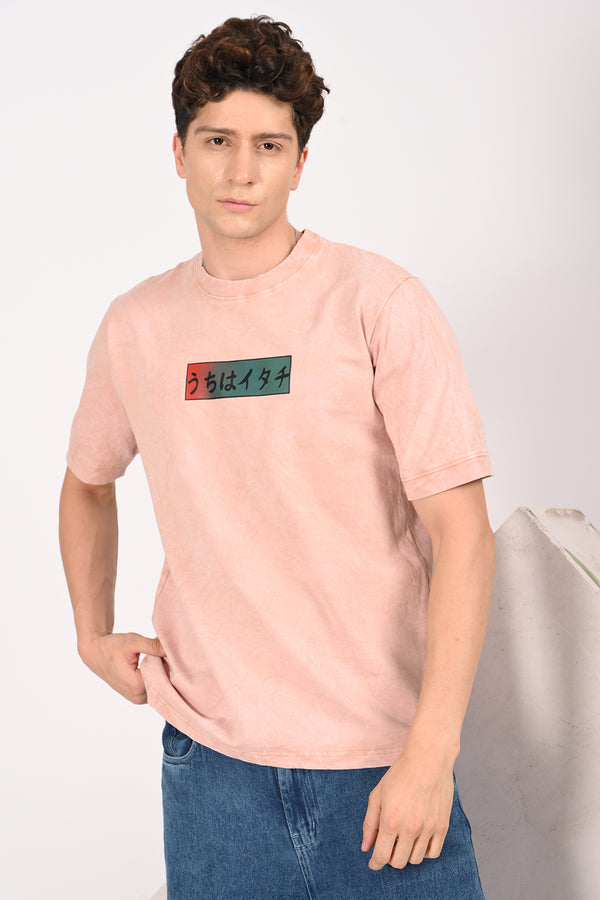 Light Pink Anime Half Sleeve T-shirt