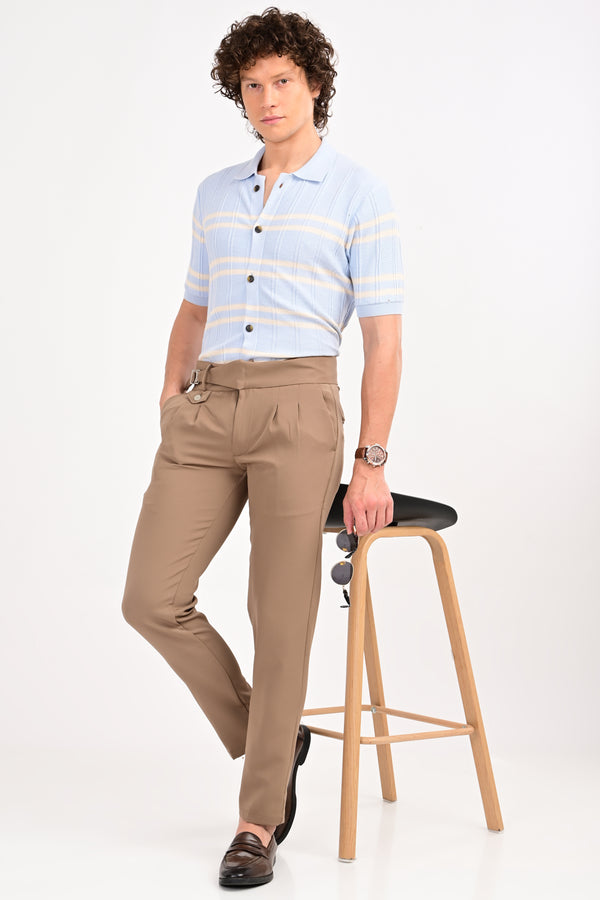 Blue Half Sleeve Horizontal Stripe Polo Shirt