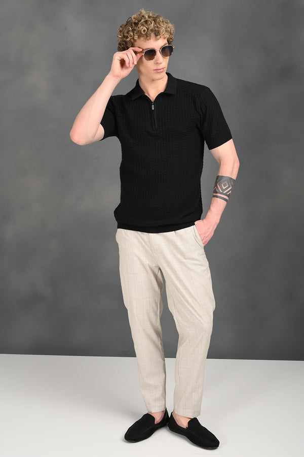 Black Collar Zip T-Shirt