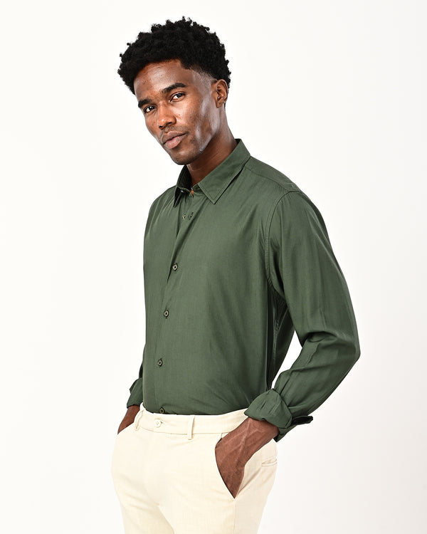 Ilyzly solid poplin Shirt - dark green