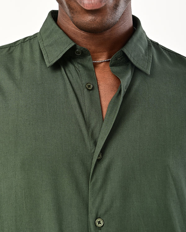 Ilyzly solid poplin Shirt - dark green