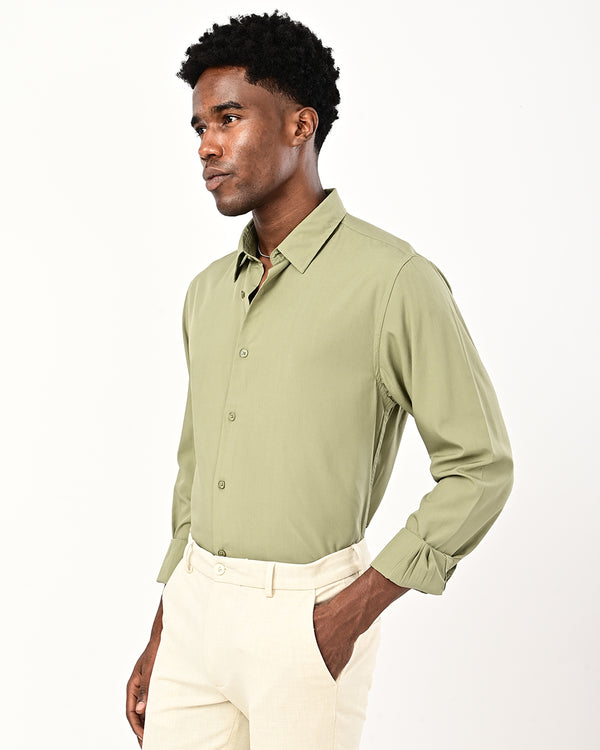 Ilyzly solid poplin Shirt - light green