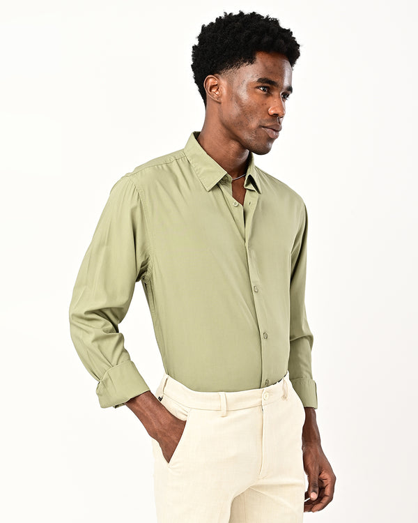 Ilyzly solid poplin Shirt - light green