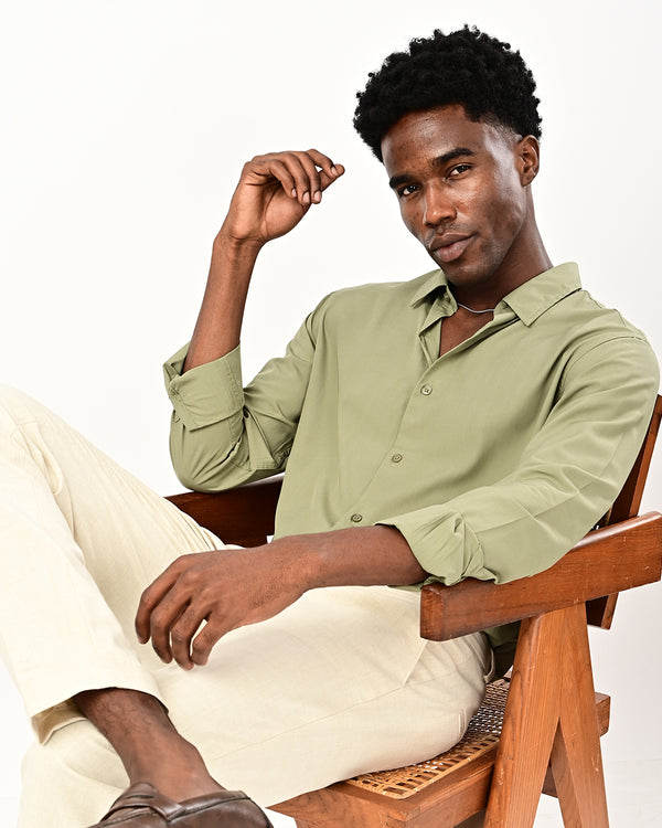 Ilyzly solid poplin Shirt - light green