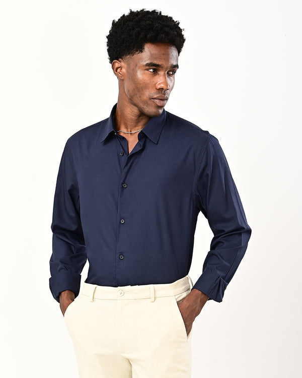 Ilyzly solid poplin Shirt - navy blue