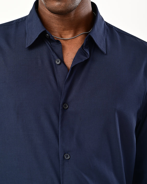 Ilyzly solid poplin Shirt - navy blue