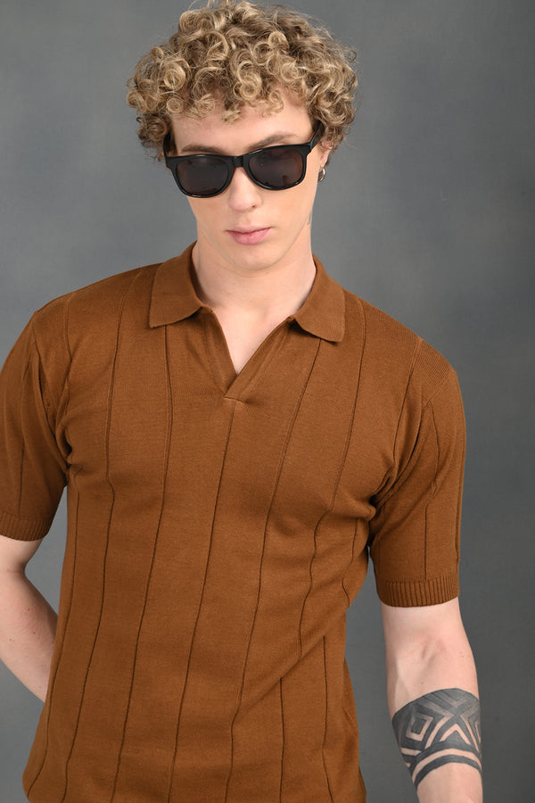IZI Coffee Knitted Polo T-Shirt