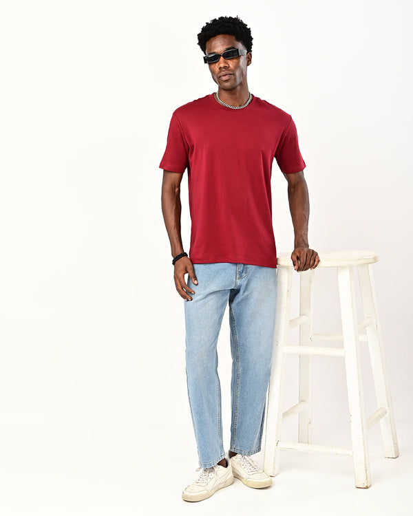 Izi solid plain Tshirt- maroon