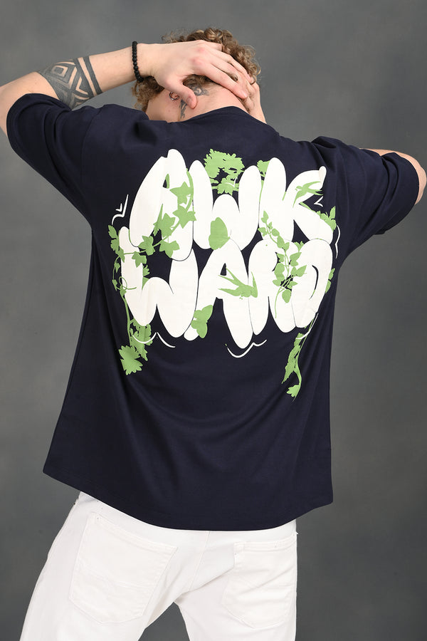 Navy Blue Awkward Print T-Shirt