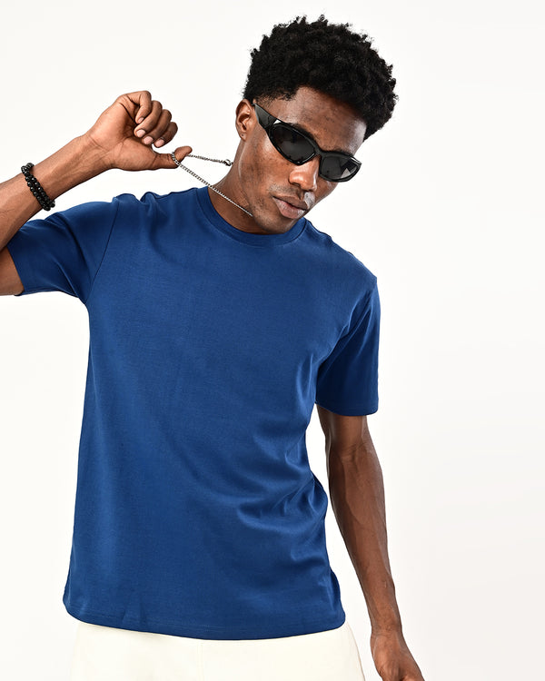 Izi solid plain Tshirt- navy blue