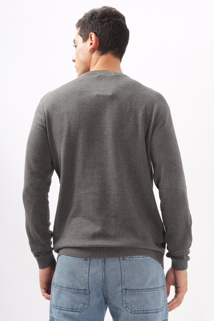 Diamond Knitted Gray Full-Sleeve T-Shirt Ilyzly