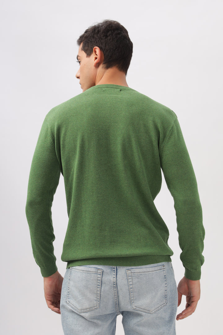 Diamond Knitted Green Full-Sleeve T-Shirt Ilyzly