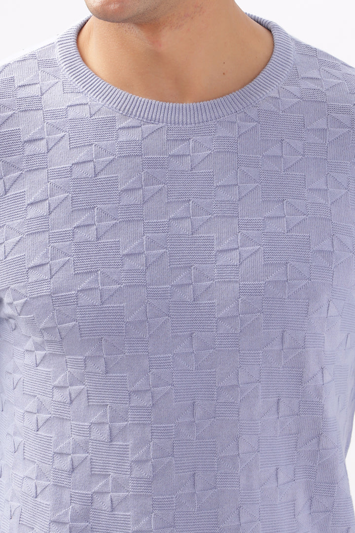 Diamond Knitted Pastle Purple Full-Sleeve T-Shirt Ilyzly