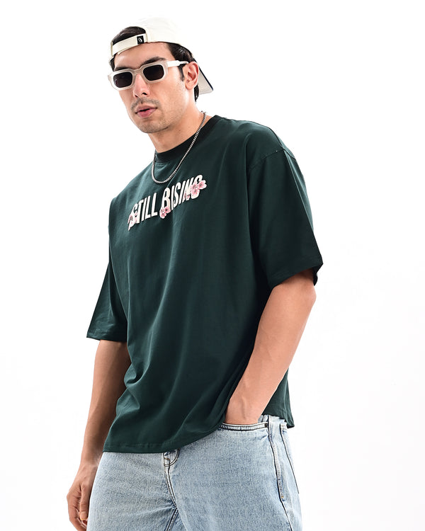 Ilyzly forest green Still Rising Printed T Shirt