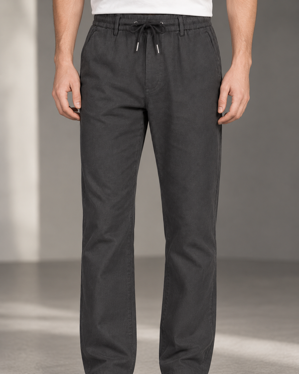 Ilyzly Grey Relaxed Tapered Drawstring Trousers