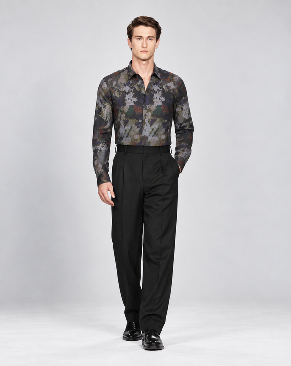 Ilyzly Abstract Charcoal Blue Print Shirt
