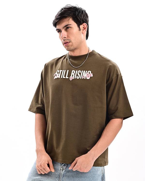 Ilyzly olive green Still Rising Printed T Shirt