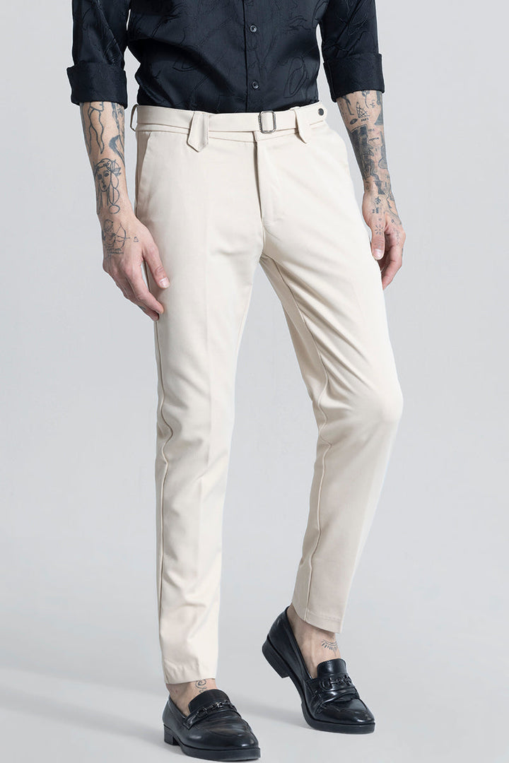 Flex Fit Cream Formal Trouser Ilyzly