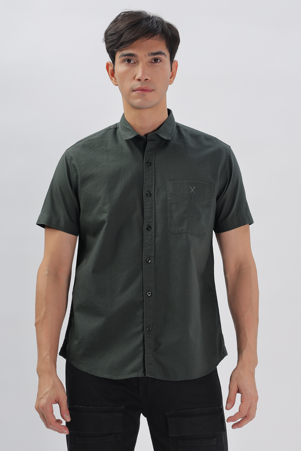 Dark Green Half Sleeve Regular Fit Shirt