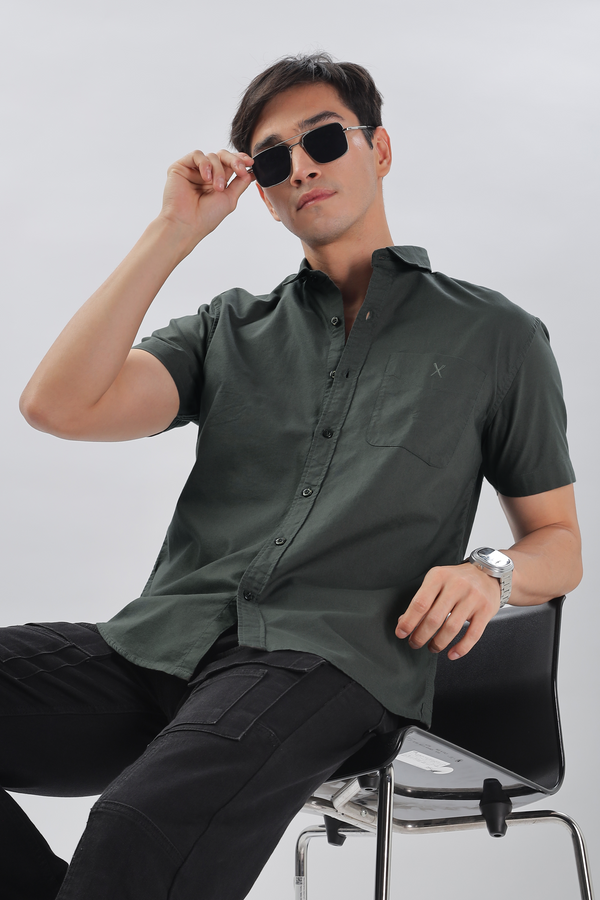 Dark Green Half Sleeve Regular Fit Shirt