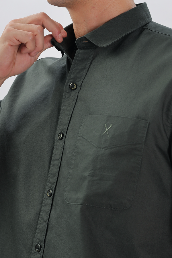 Dark Green Half Sleeve Regular Fit Shirt