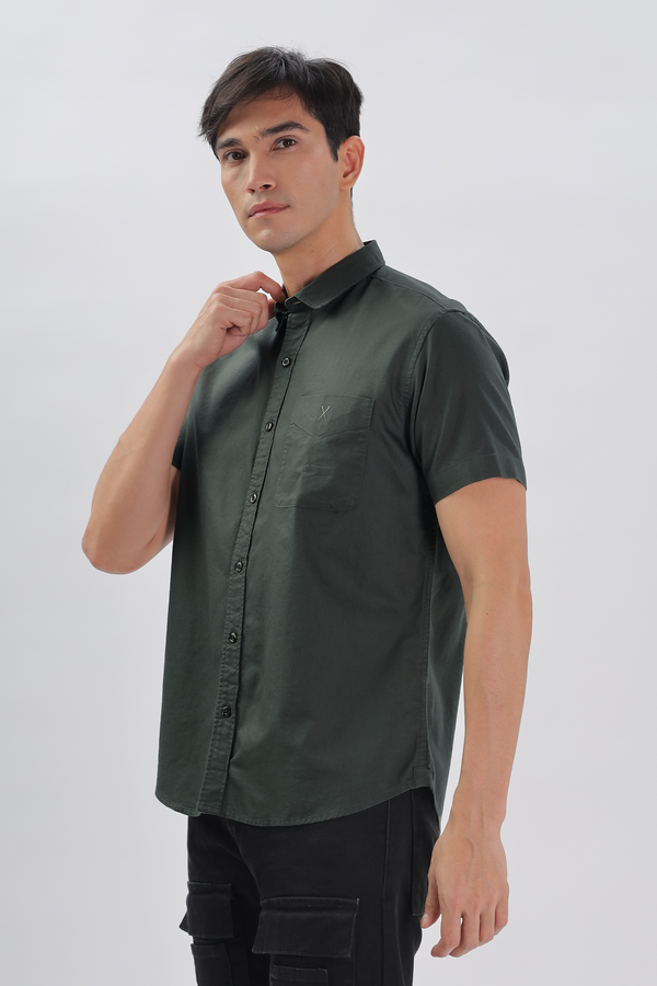 Dark Green Half Sleeve Regular Fit Shirt