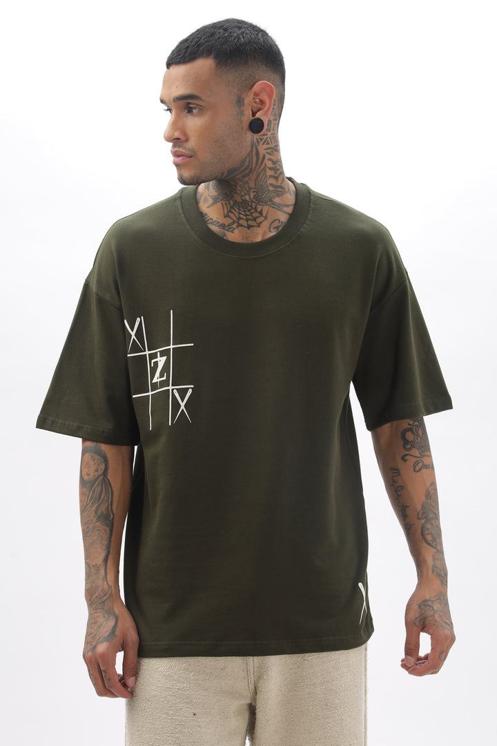 GameOn XO Olive Green Dropshoulder Tshirt Ilyzly