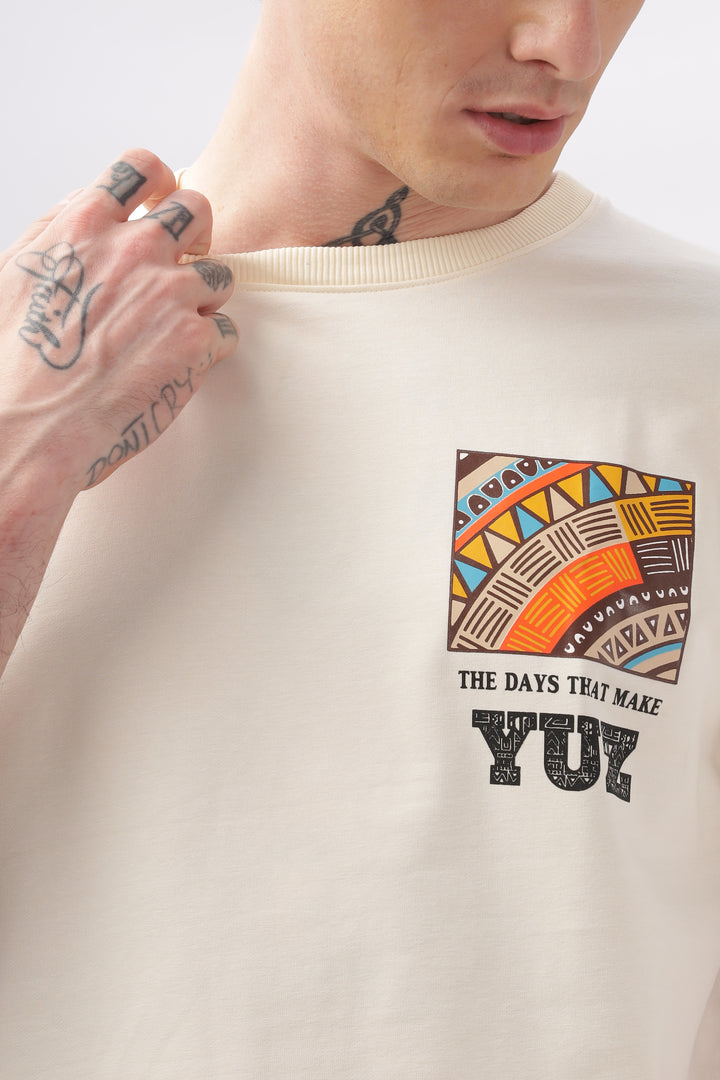 Graphic Printed Half Sleeve Cream T-shirt Ilyzly