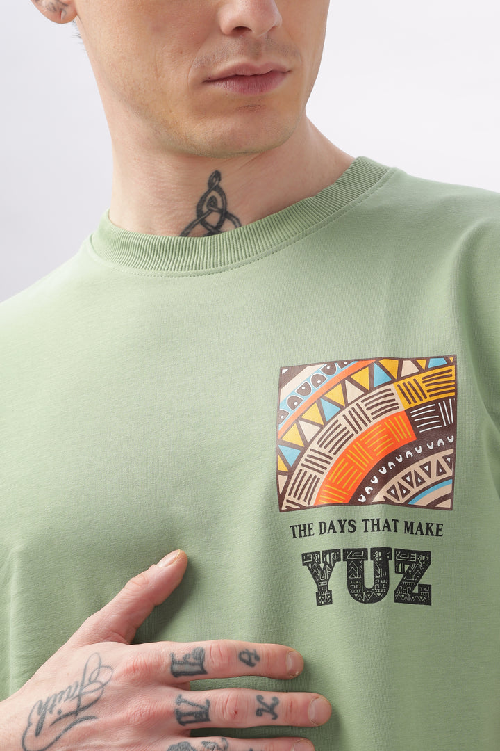 Graphic Printed Half Sleeve Green T-shirt Ilyzly