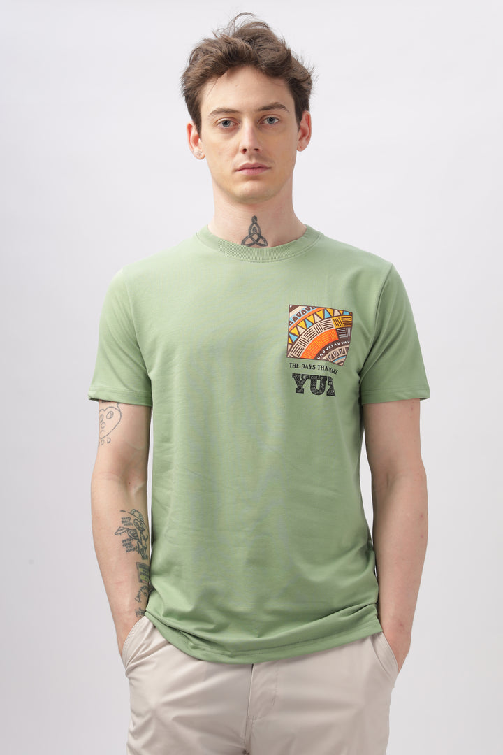 Graphic Printed Half Sleeve Green T-shirt Ilyzly