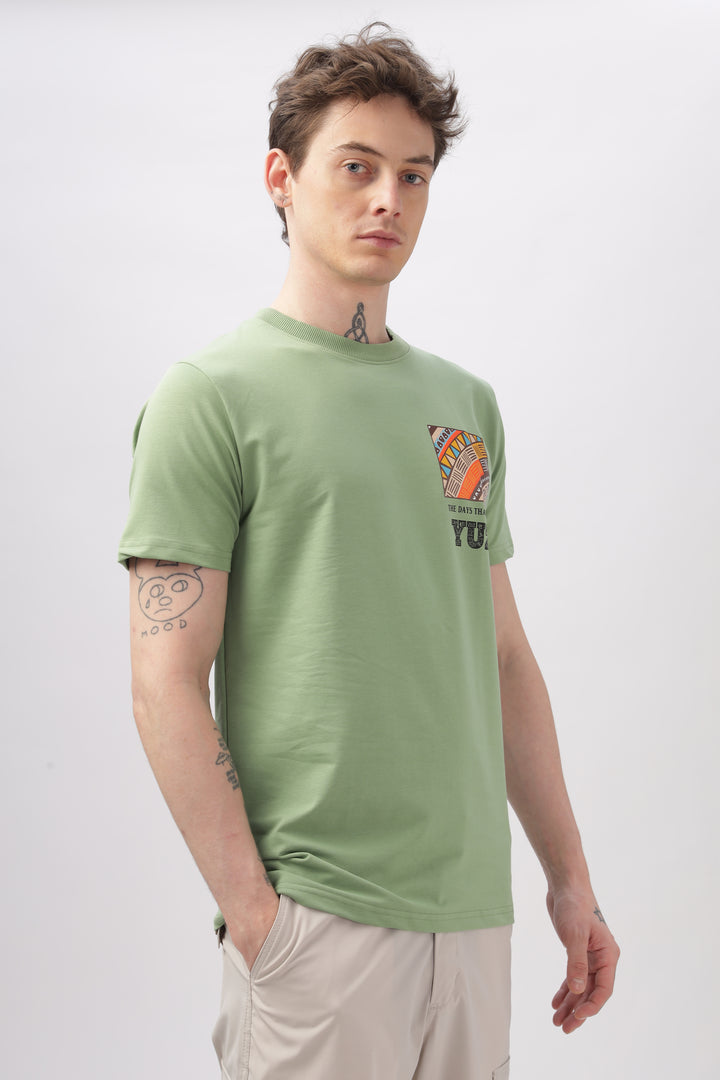 Graphic Printed Half Sleeve Green T-shirt Ilyzly