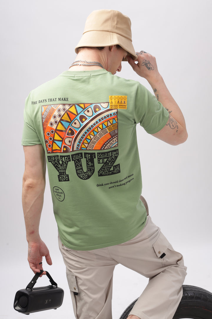 Graphic Printed Half Sleeve Green T-shirt Ilyzly