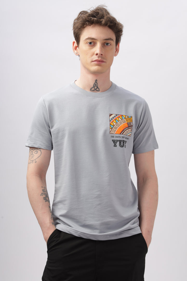 Graphic Printed Half Sleeve Grey T-shirt Ilyzly