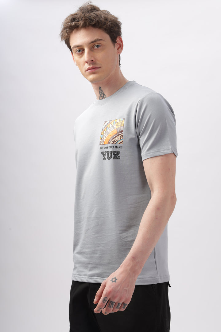 Graphic Printed Half Sleeve Grey T-shirt Ilyzly