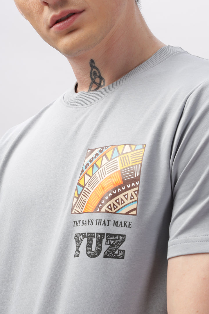 Graphic Printed Half Sleeve Grey T-shirt Ilyzly