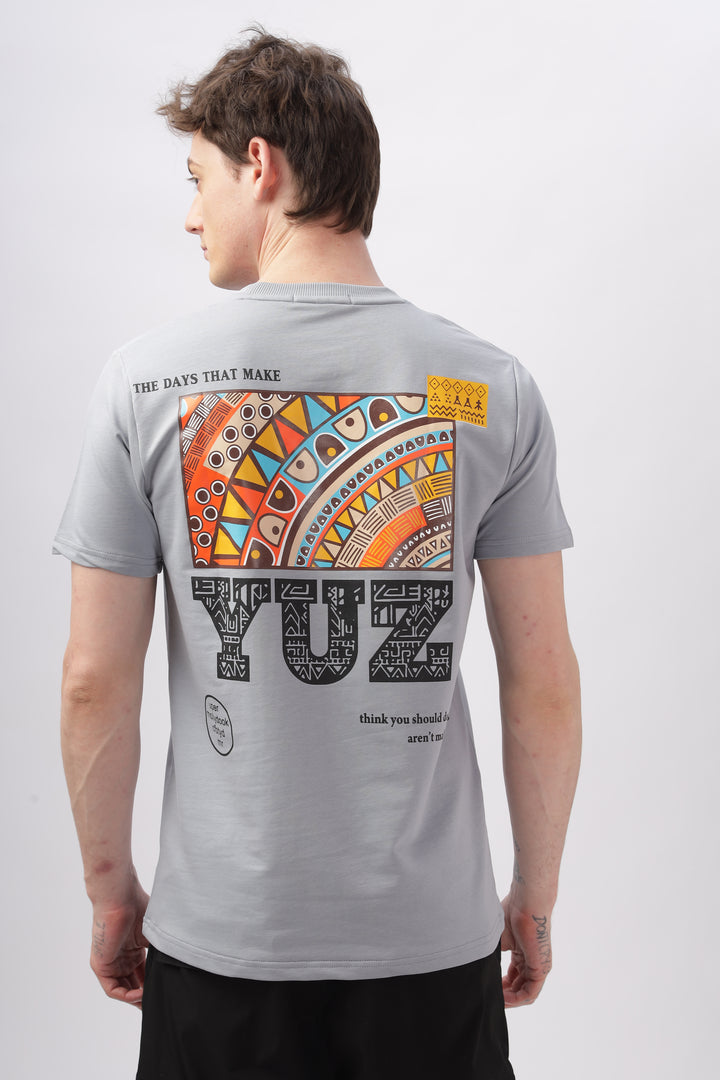 Graphic Printed Half Sleeve Grey T-shirt Ilyzly