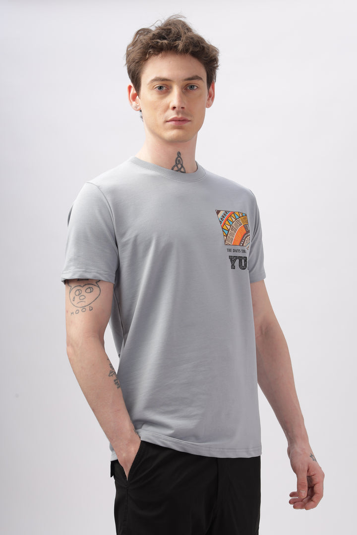 Graphic Printed Half Sleeve Grey T-shirt Ilyzly