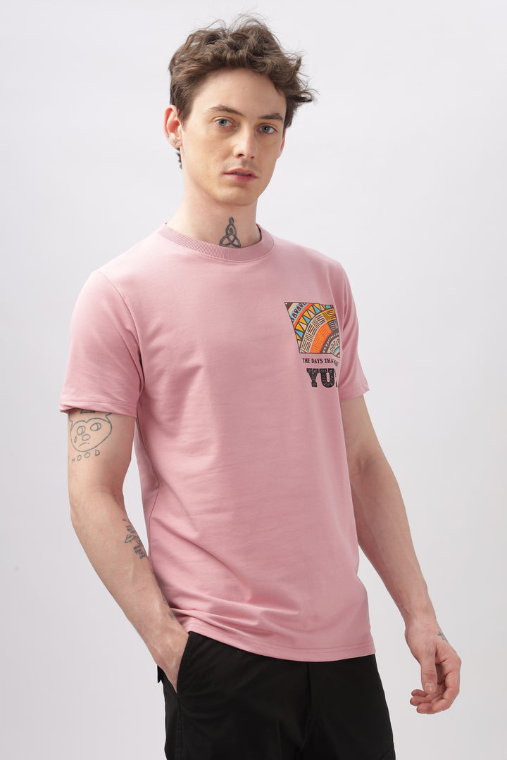 Graphic Printed Half Sleeve Pink T-shirt Ilyzly