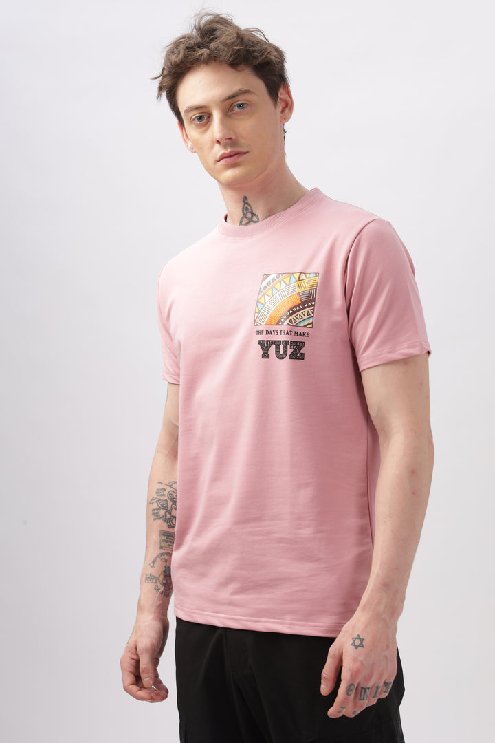 Graphic Printed Half Sleeve Pink T-shirt Ilyzly