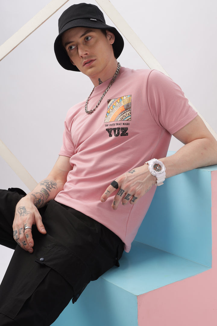 Graphic Printed Half Sleeve Pink T-shirt Ilyzly