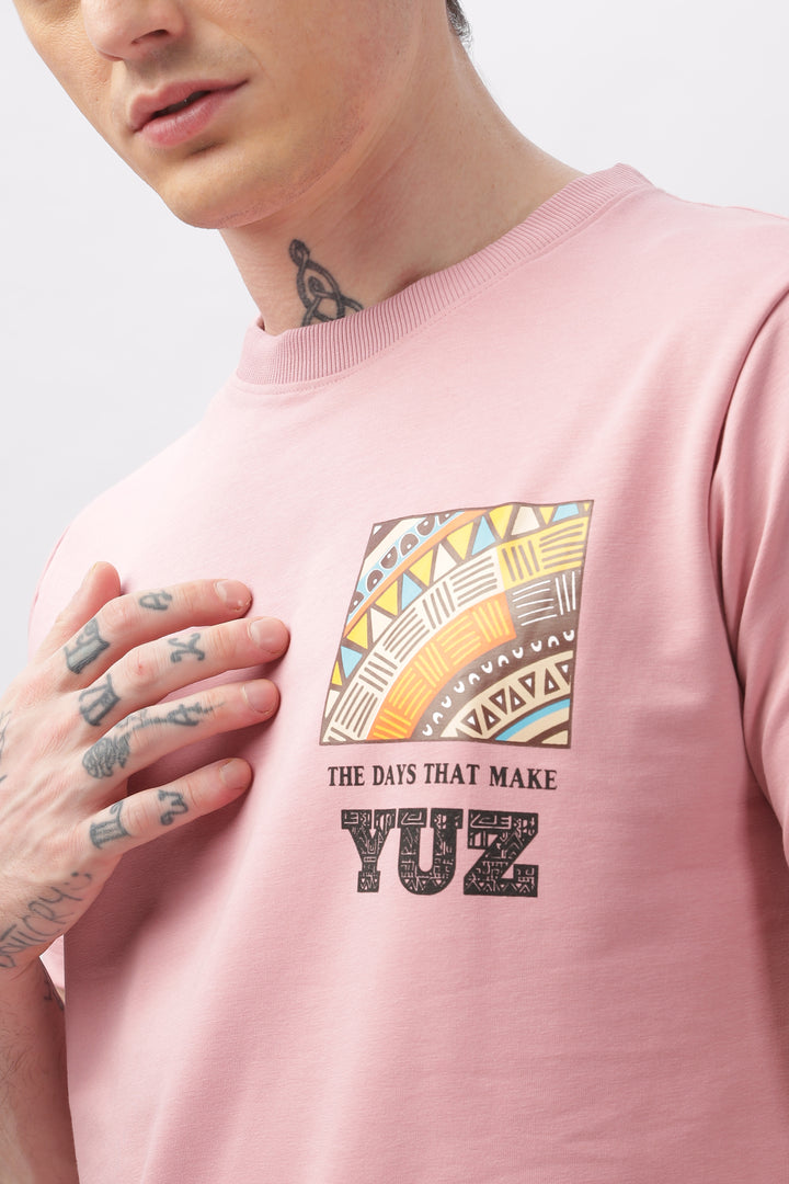 Graphic Printed Half Sleeve Pink T-shirt Ilyzly