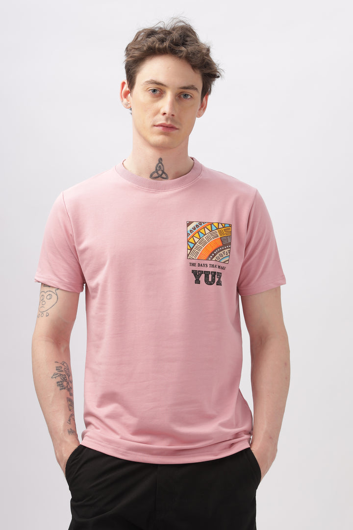 Graphic Printed Half Sleeve Pink T-shirt Ilyzly