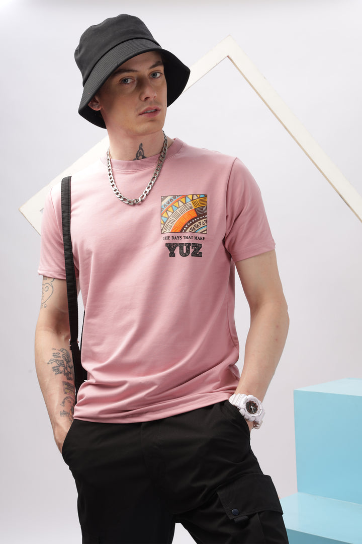 Graphic Printed Half Sleeve Pink T-shirt Ilyzly