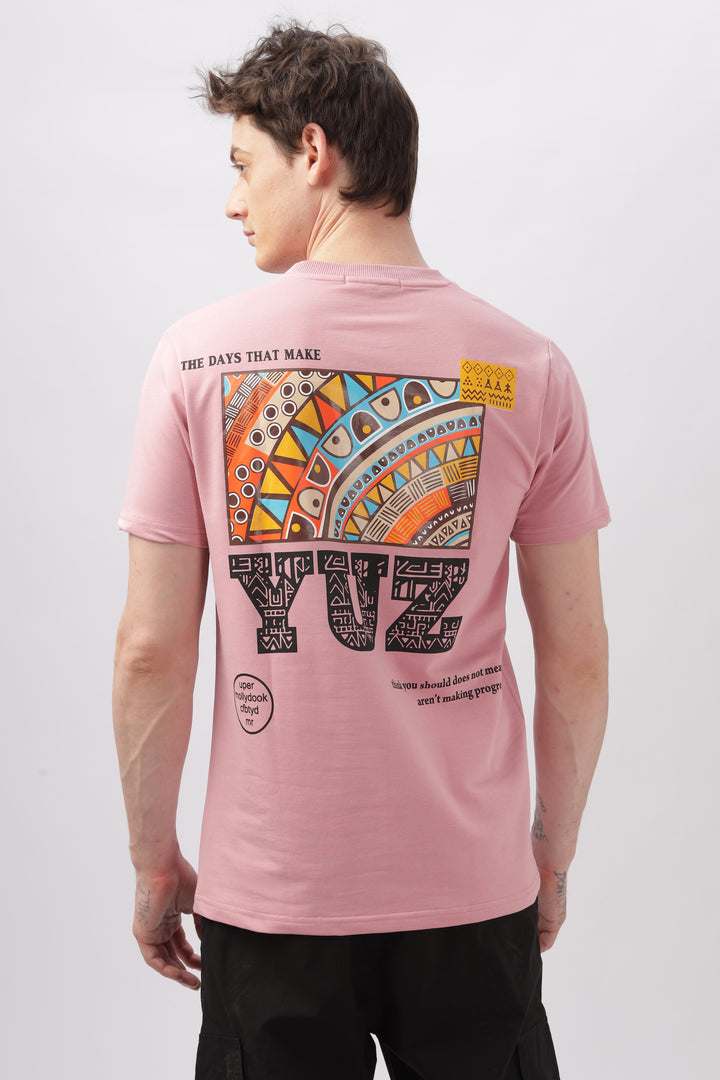 Graphic Printed Half Sleeve Pink T-shirt Ilyzly