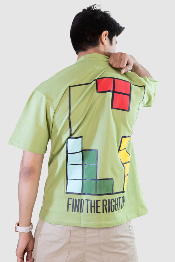 Pastel Green Tetris Threads Drop Shoulder Tee