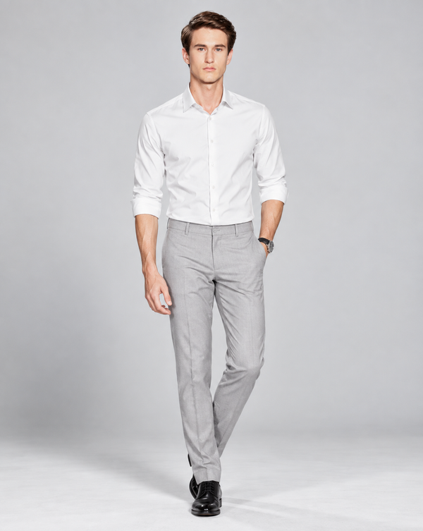 Ilyzly Stain Plain White Formal Shirt