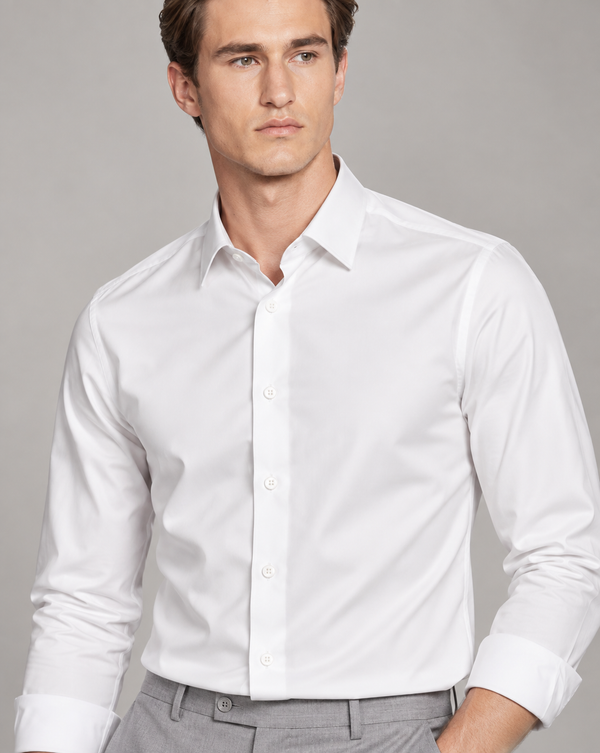 Ilyzly Stain Plain White Formal Shirt