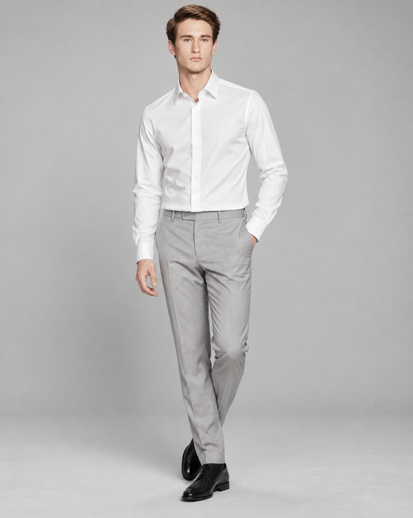 Ilyzly Stain Plain White Formal Shirt